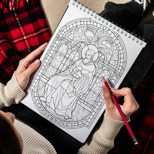 LBKHOUSE Christmas Stained Glass Spiral Bound Coloring Book for Adult
