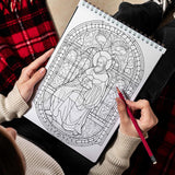 LBKHOUSE Christmas Stained Glass Spiral Bound Coloring Book for Adult