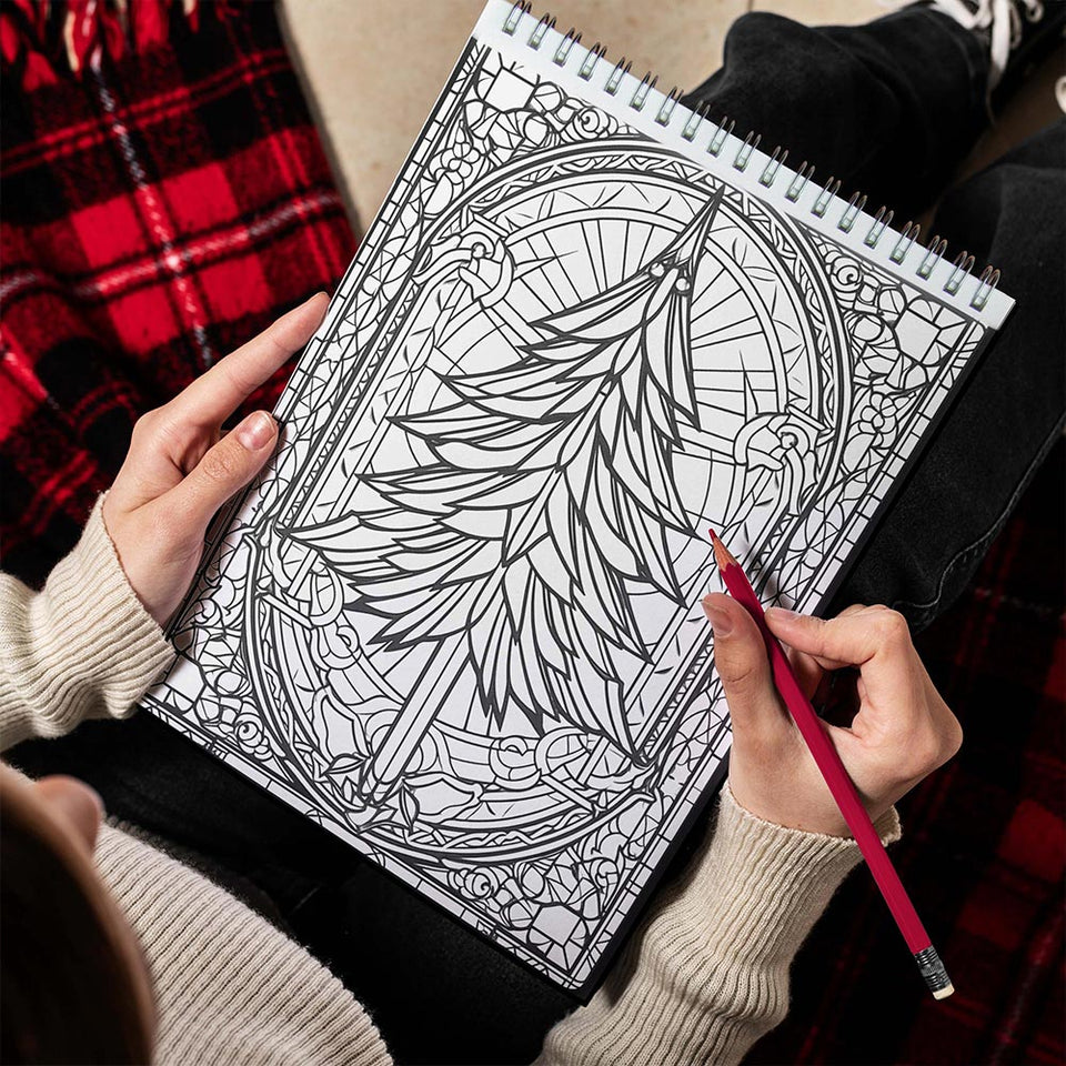 LBKHOUSE Christmas Stained Glass Spiral Bound Coloring Book for Adult