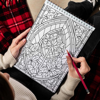 LBKHOUSE Christmas Stained Glass Spiral Bound Coloring Book for Adult