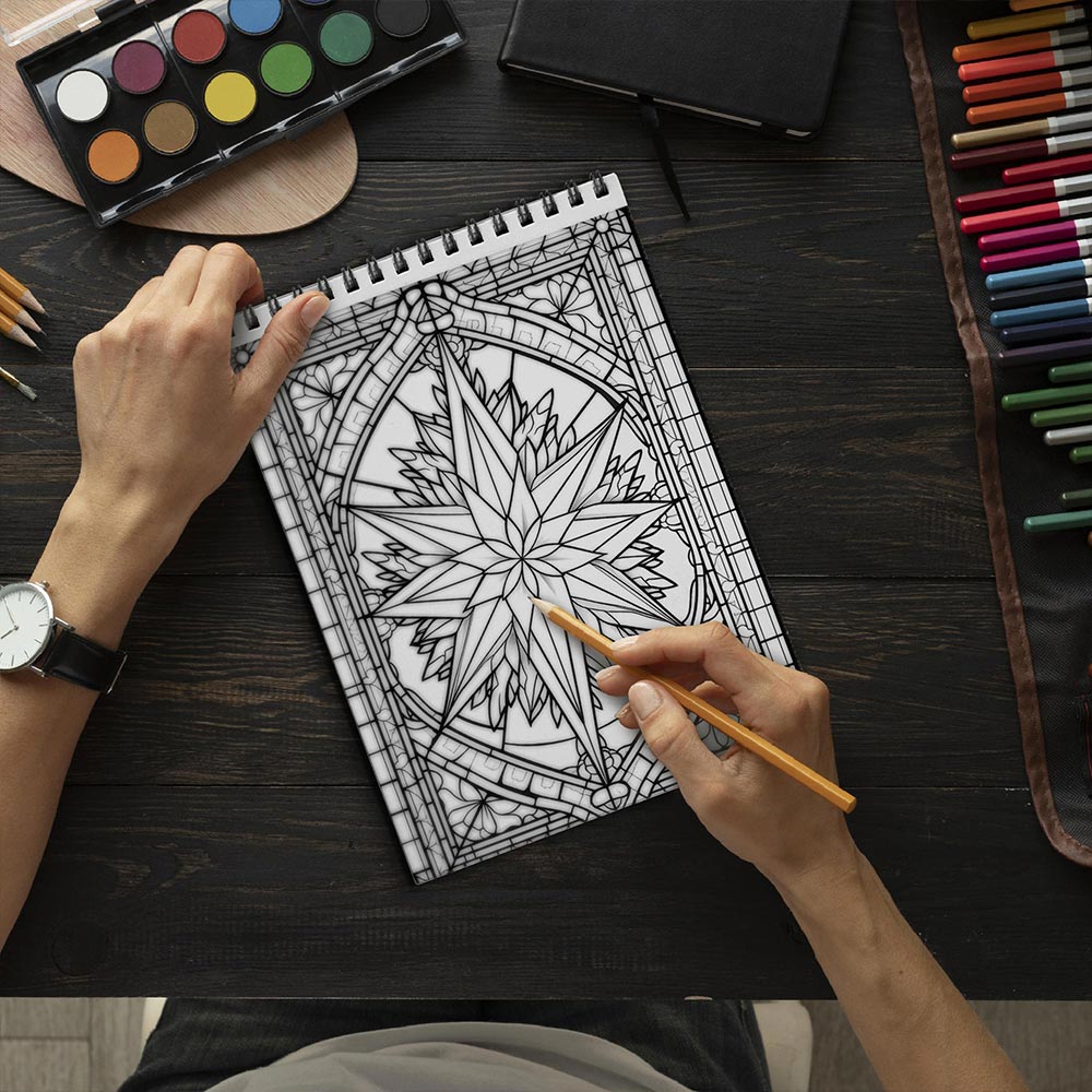 LBKHOUSE Christmas Stained Glass Coloring Book Spiral Bound for Adult