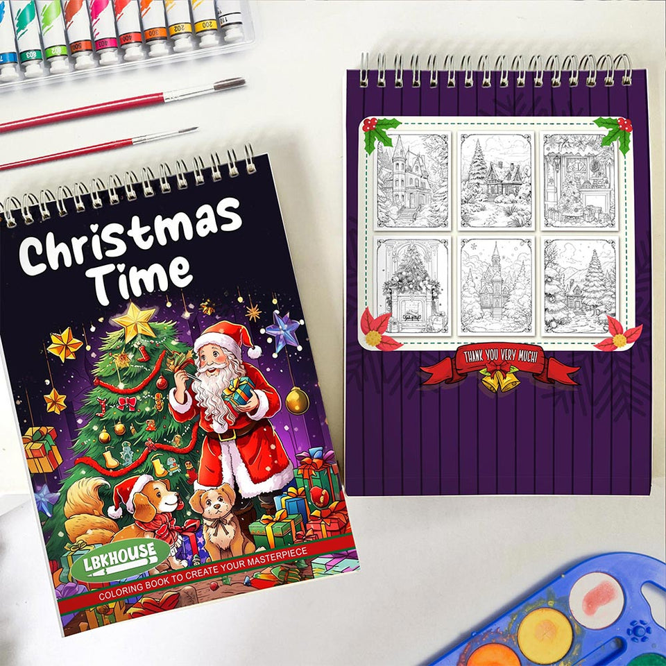 LBKHOUSE Christmas Time Spiral Coloring Book for Adults