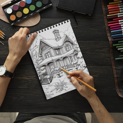 LBKHOUSE Christmas Town Coloring Book Spiral Bound For Adults, Premium Cover