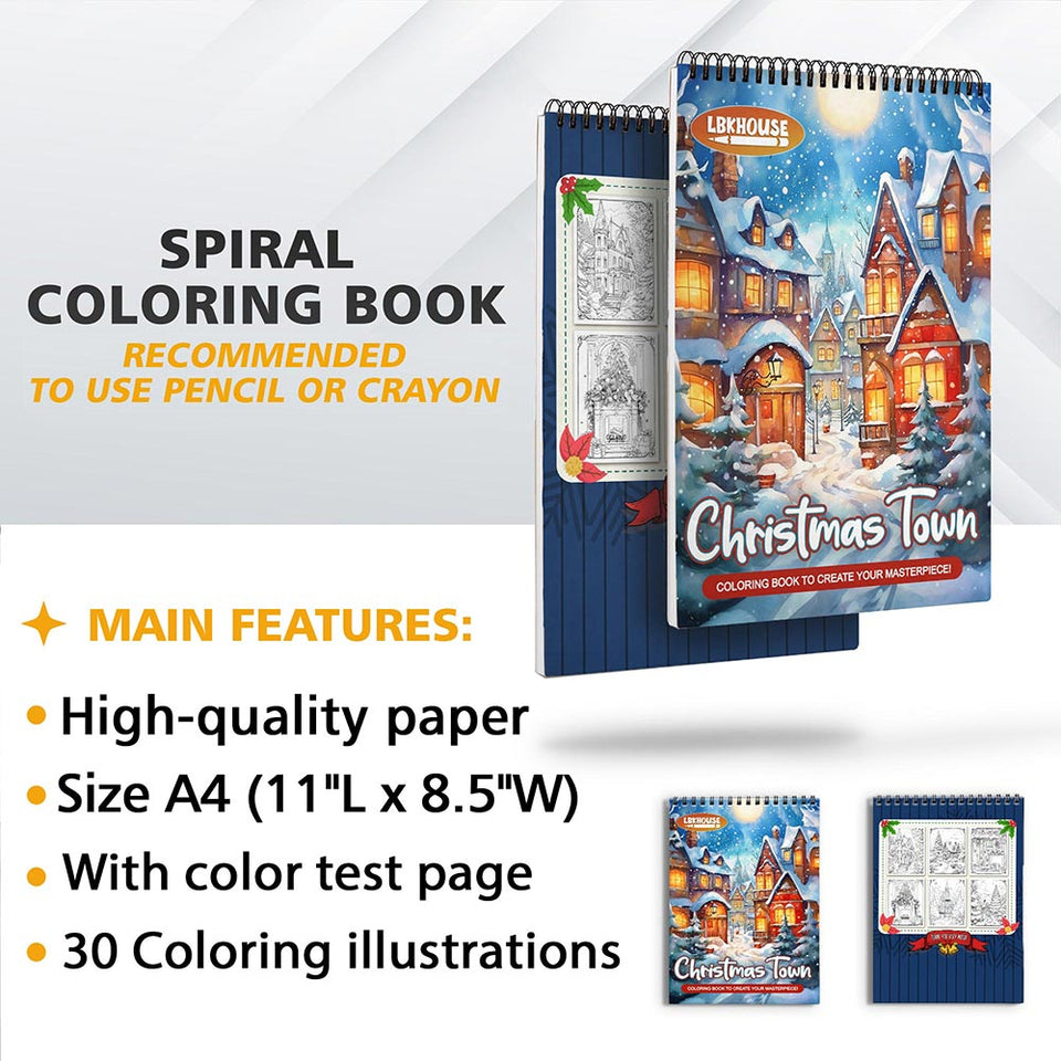 LBKHOUSE Christmas Town Coloring Sheets for Adults