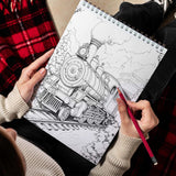 LBKHOUSE Christmas Train Spiral Bound Coloring Book for Adults