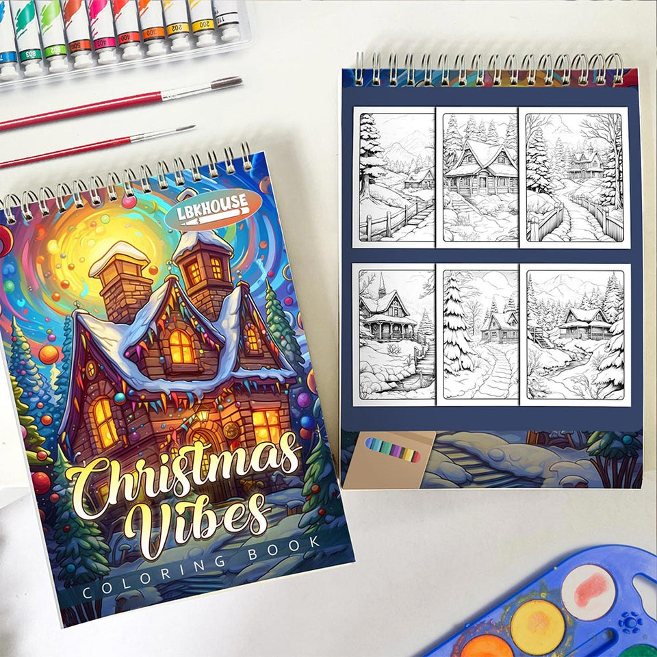 LBKHOUSE Christmas Vibes Spiral Coloring Book For Adults