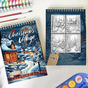 LBKHOUSE Christmas Village Spiral Coloring Book For Adults