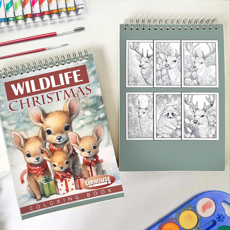 LBKHOUSE Christmas Wild Life Spiral Coloring Book For Adults