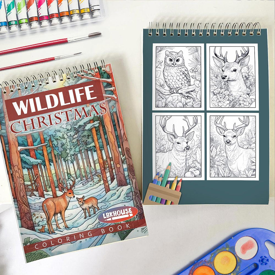 LBKHOUSE Christmas Wild Life Spiral Coloring Book for Adults