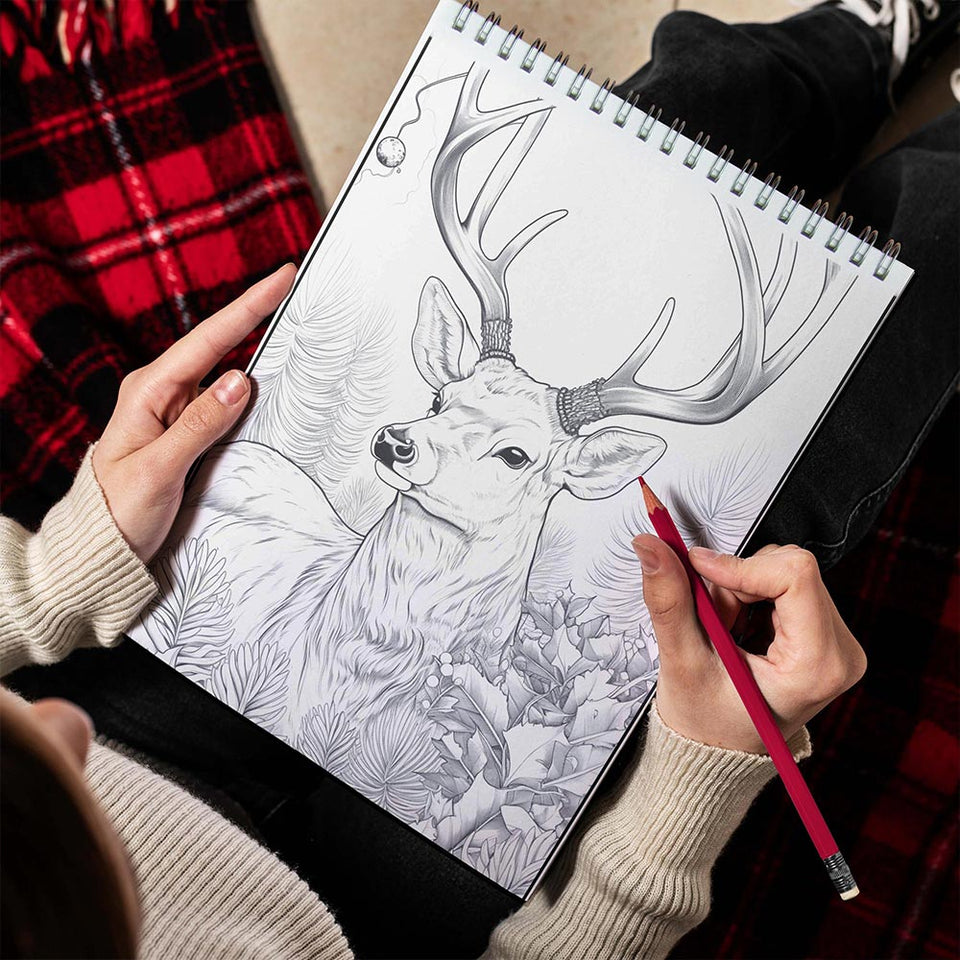 LBKHOUSE Christmas Wild Life Spiral Bound Coloring Book for Adults