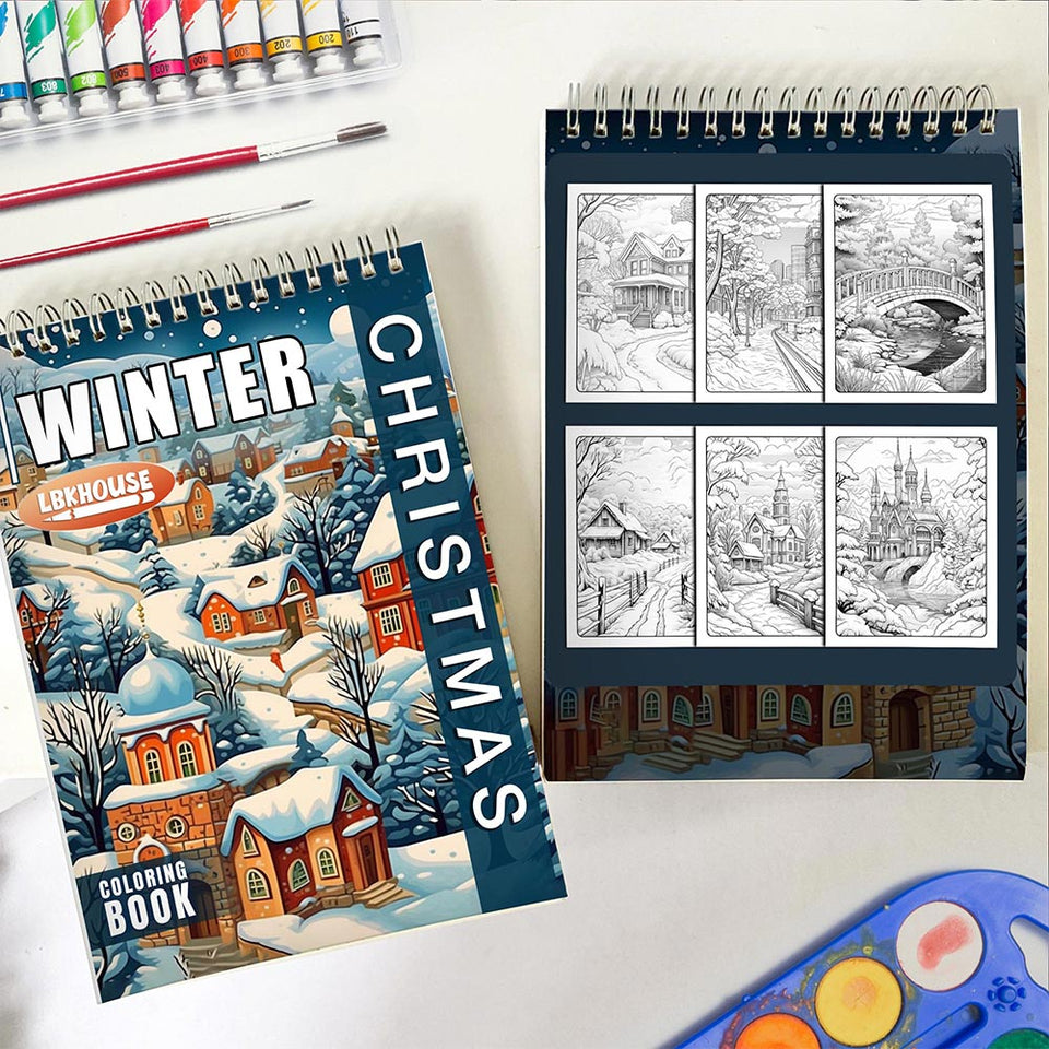 LBKHOUSE Christmas Winter Spiral Coloring Book For Adults