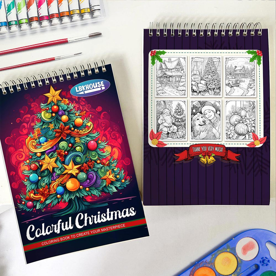 LBKHOUSE Colorful Christmas Spiral Coloring Book For Adults