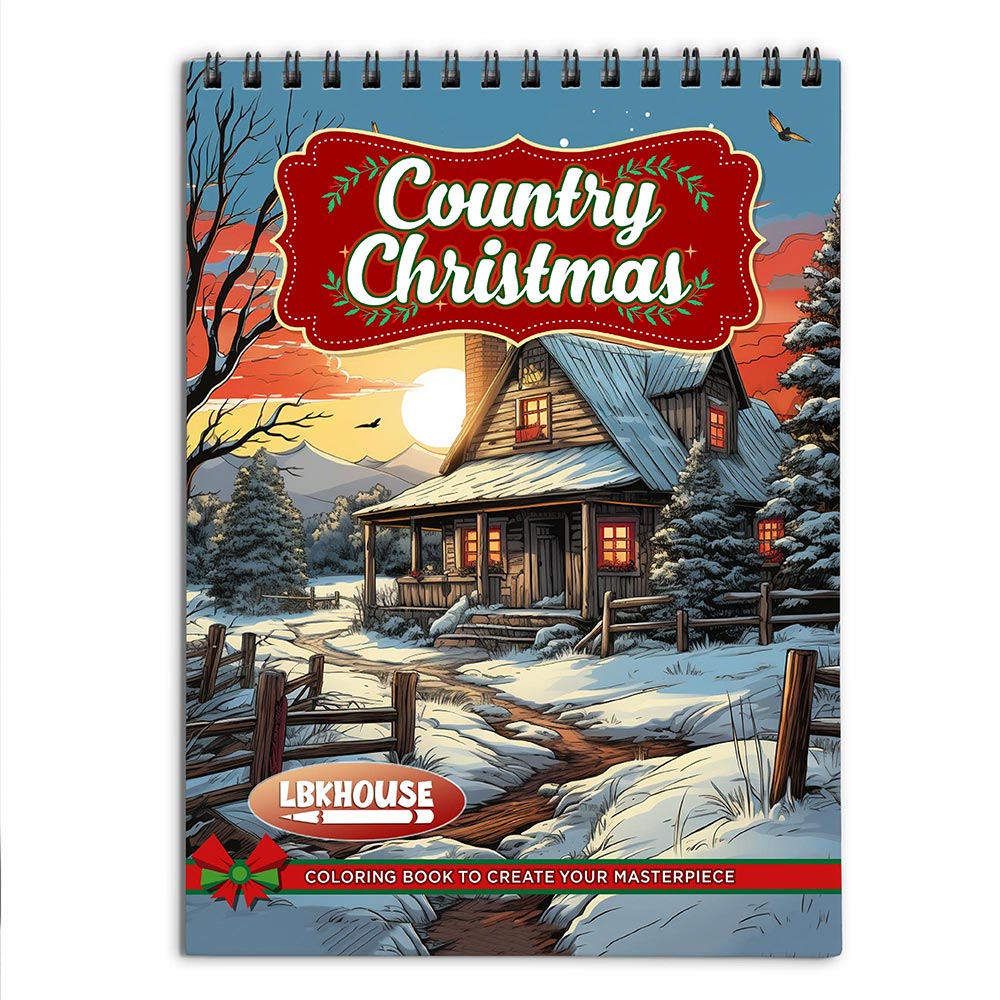 LBKHOUSE Country Christmas Coloring Book for Adults