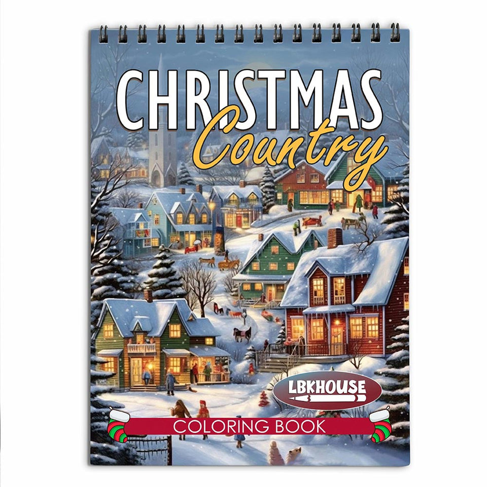 LBKHOUSE Country Christmas Coloring Book for Adults