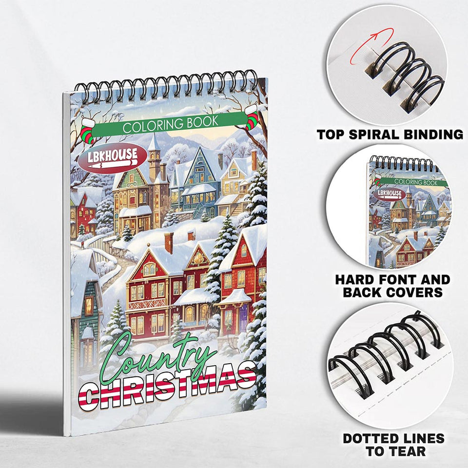 LBKHOUSE Country Christmas Coloring Pages for Adults