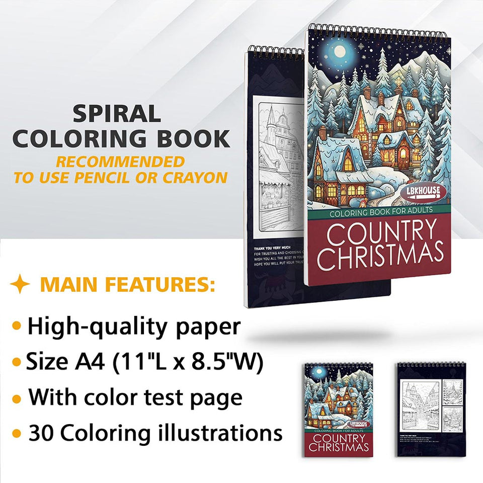 LBKHOUSE Country Christmas Coloring Sheets for Adults