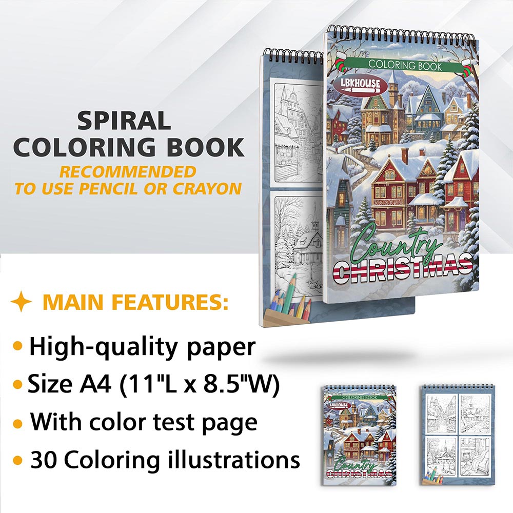 LBKHOUSE Country Christmas Coloring Sheets for Adults