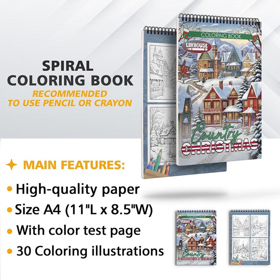 LBKHOUSE Country Christmas Coloring Sheets for Adults