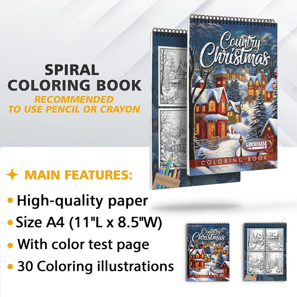 LBKHOUSE Country Christmas Coloring Sheets for Adults