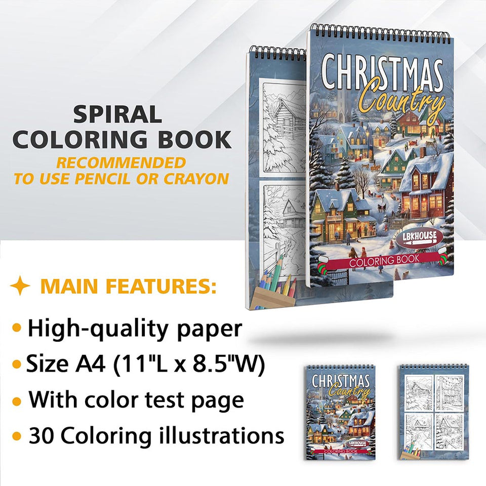 LBKHOUSE Country Christmas Coloring Sheets for Adults