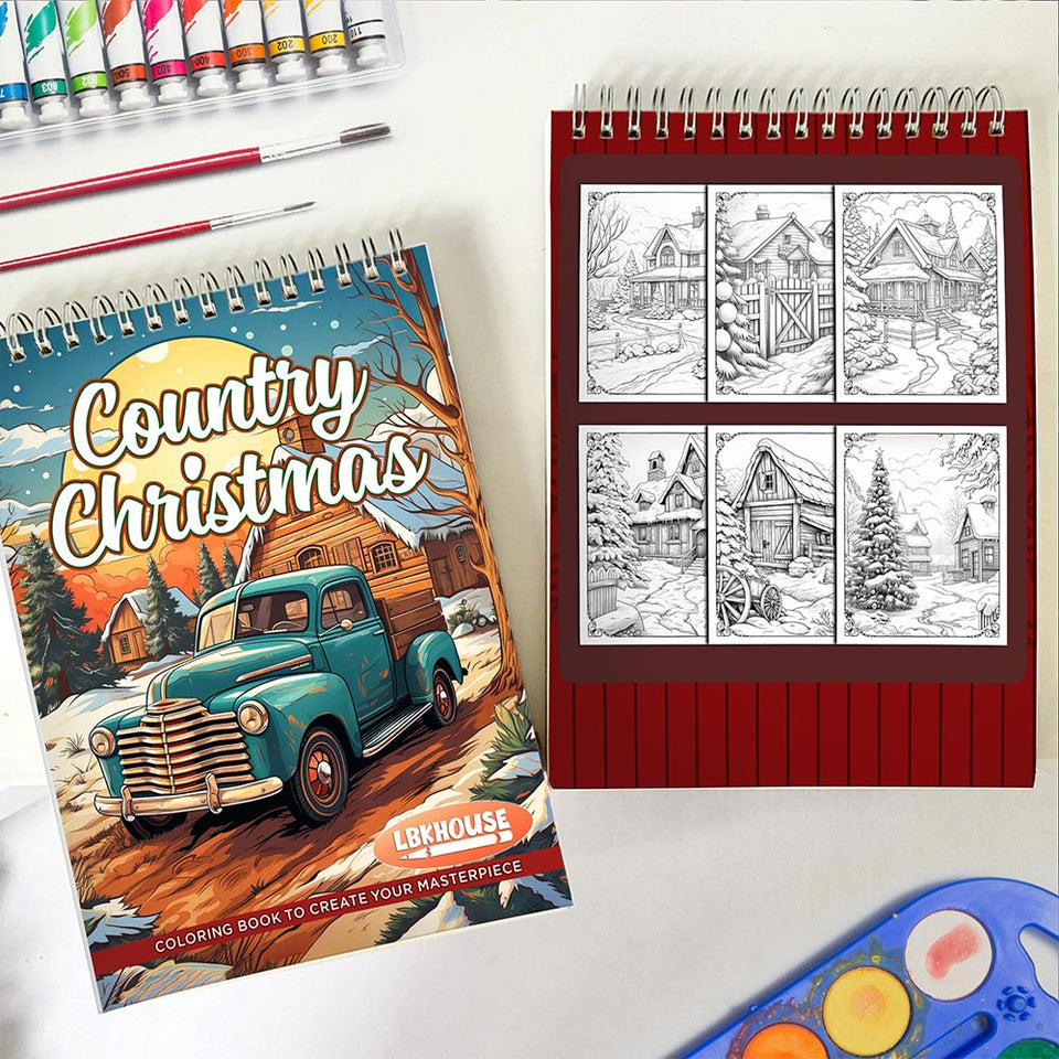 LBKHOUSE Country Christmas Spiral Coloring Book for Adults