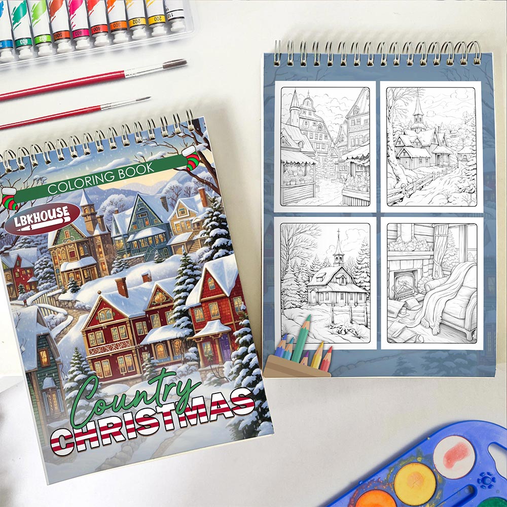 LBKHOUSE Country Christmas Spiral Coloring Book for Adults