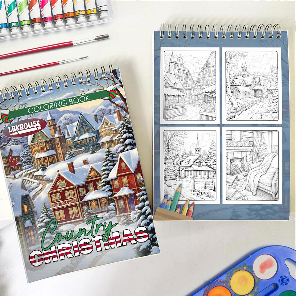 LBKHOUSE Country Christmas Spiral Coloring Book for Adults