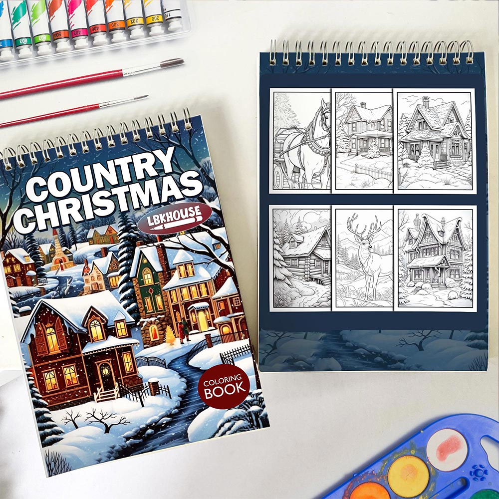 LBKHOUSE Country Christmas Spiral Coloring Book for Adults