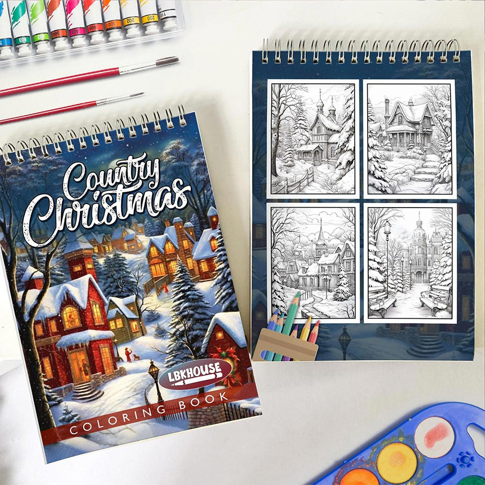 LBKHOUSE Country Christmas Spiral Coloring Book for Adults