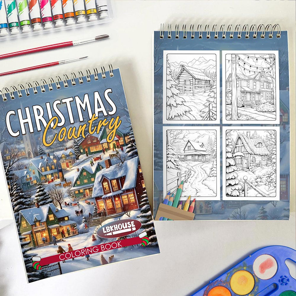 LBKHOUSE Country Christmas Spiral Coloring Book for Adults