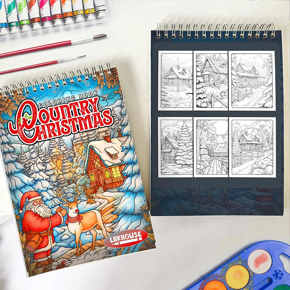 LBKHOUSE Country Christmas Spiral Coloring Book for Adults