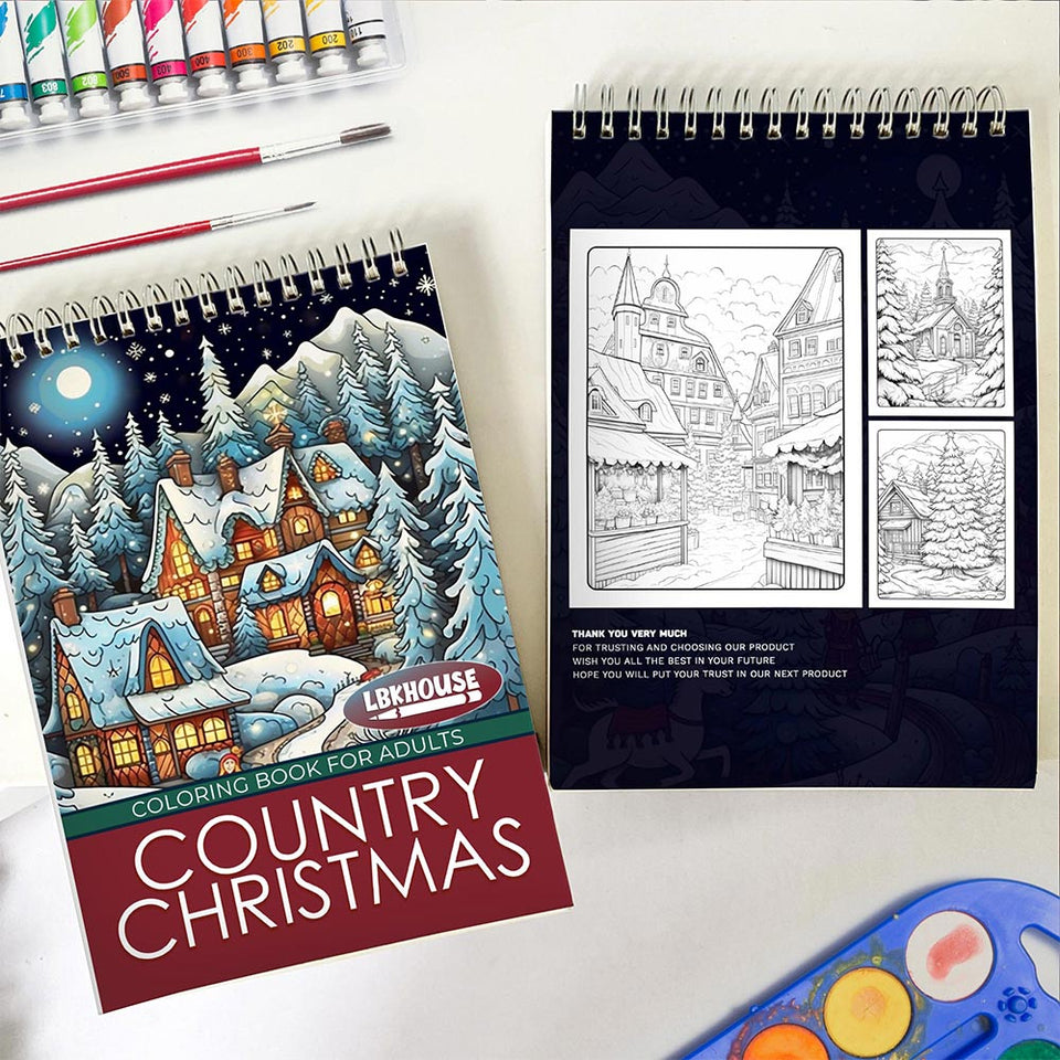 LBKHOUSE Country Christmas Spiral Coloring Book for Adults