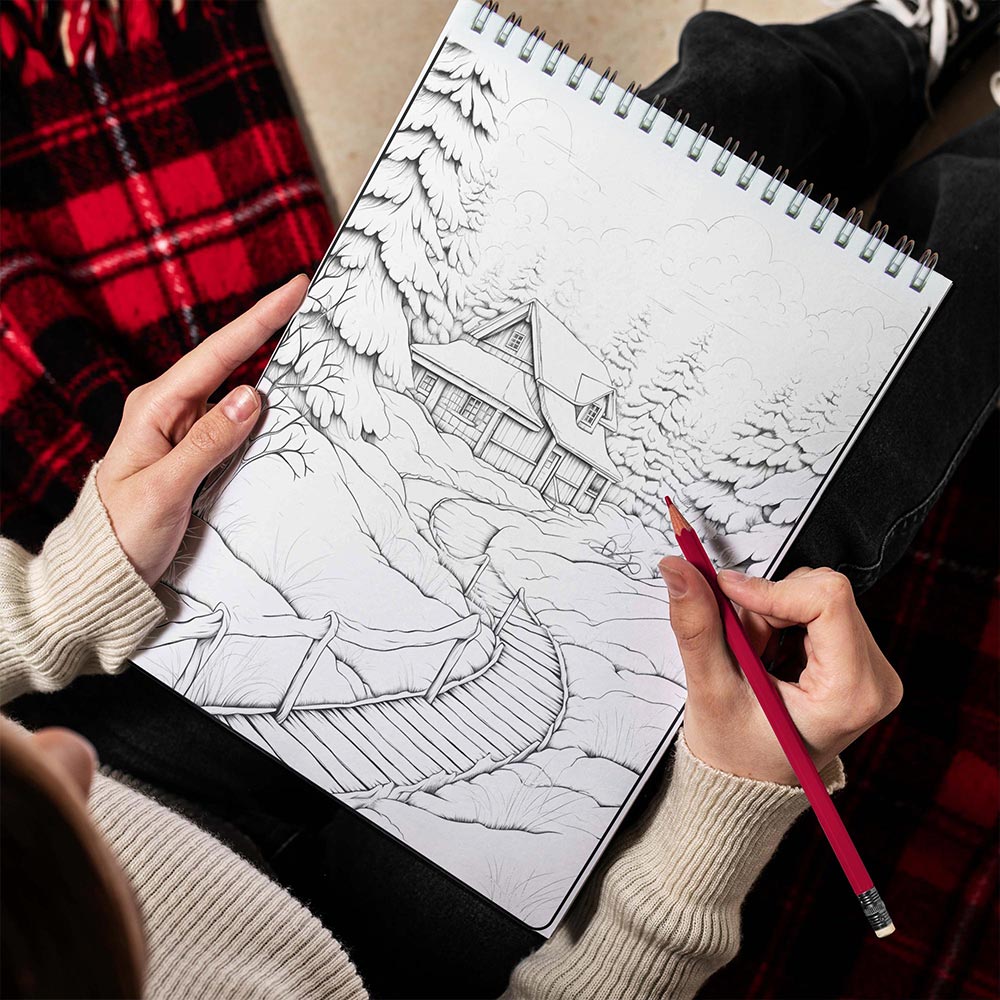 LBKHOUSE Country Christmas Spiral Bound Coloring Book for Adults