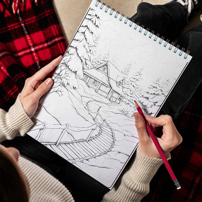 LBKHOUSE Country Christmas Spiral Bound Coloring Book for Adults