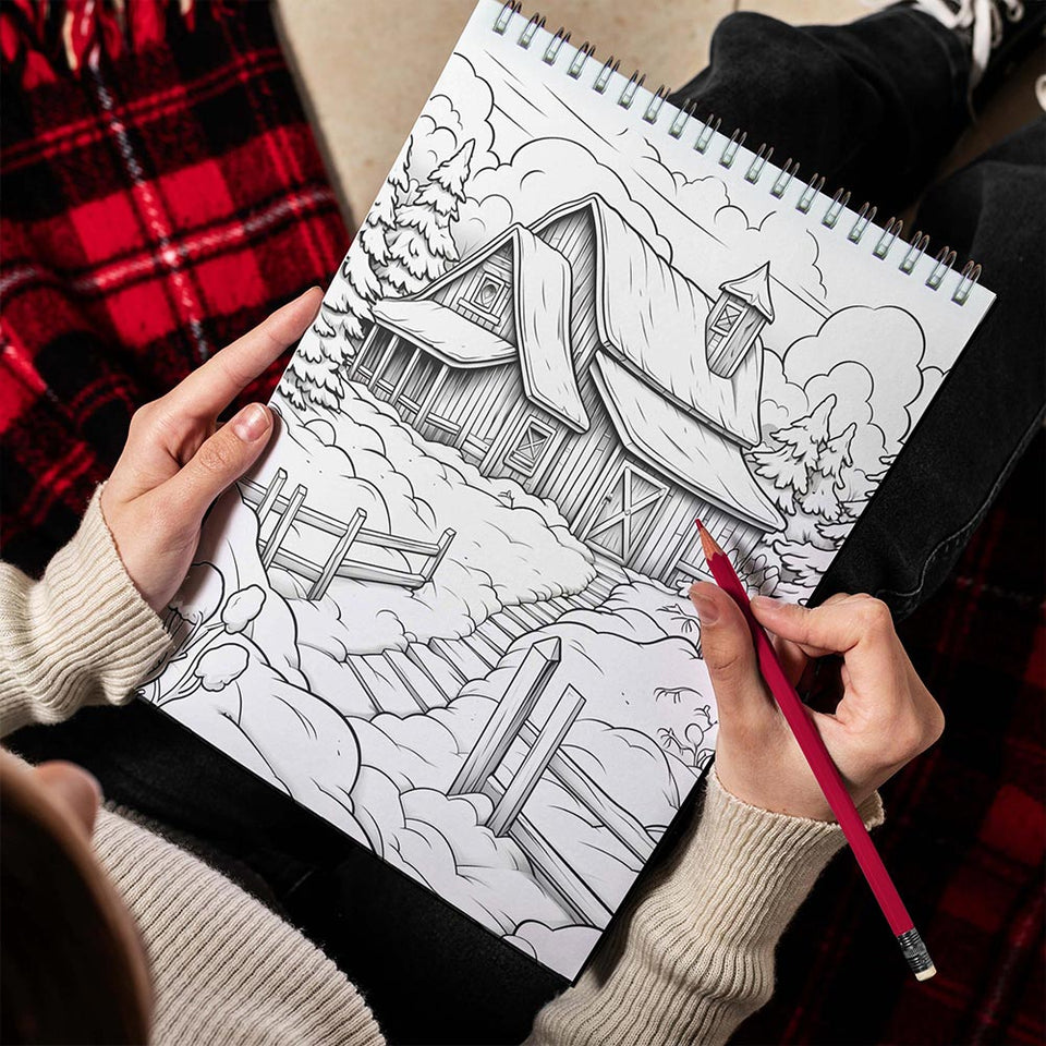 LBKHOUSE Country Christmas Spiral Bound Coloring Book for Adults