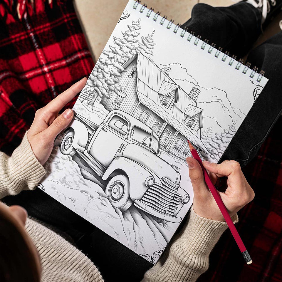 LBKHOUSE Country Christmas Spiral Bound Coloring Book for Adults