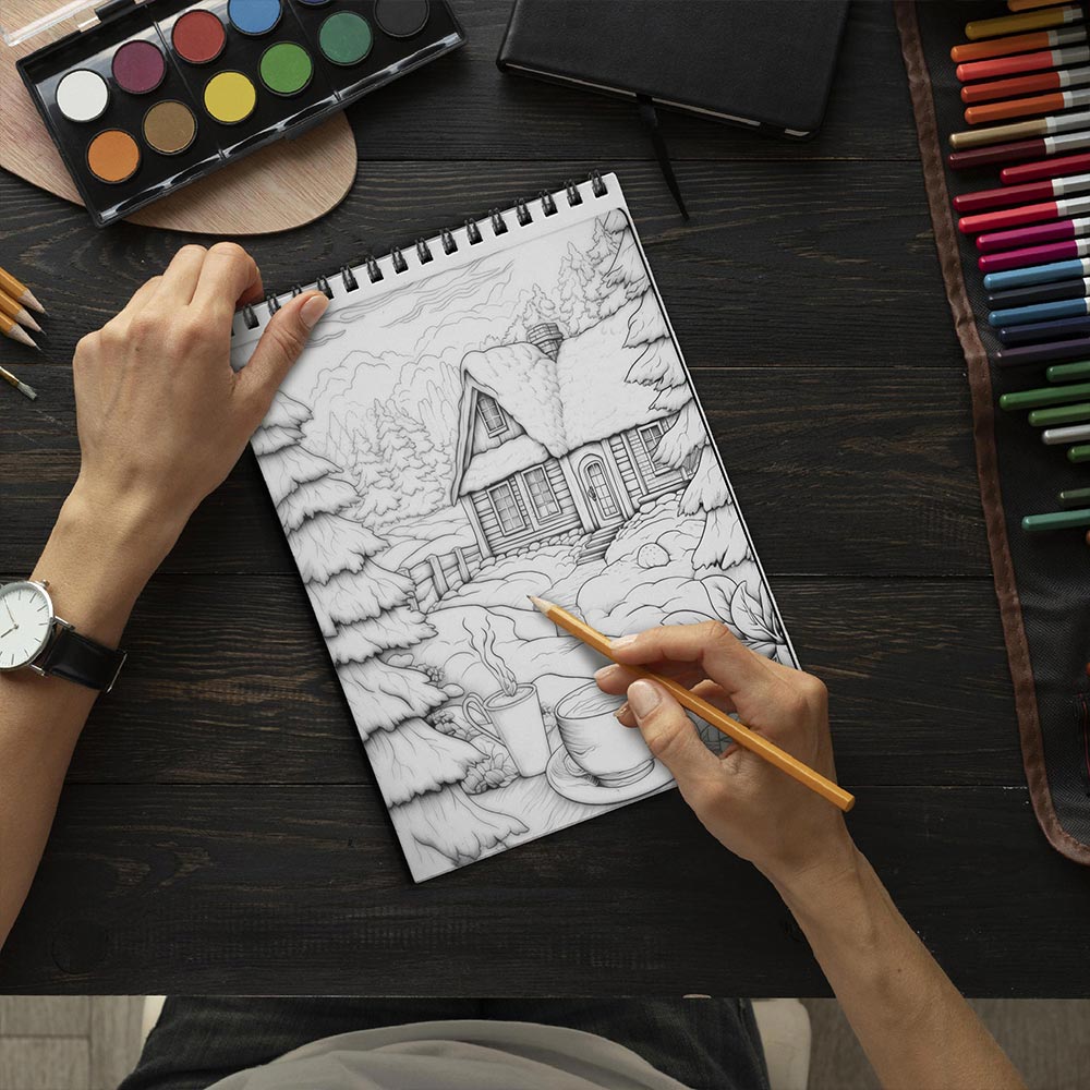 LBKHOUSE Country Christmas Coloring Book Spiral Bound for Adults