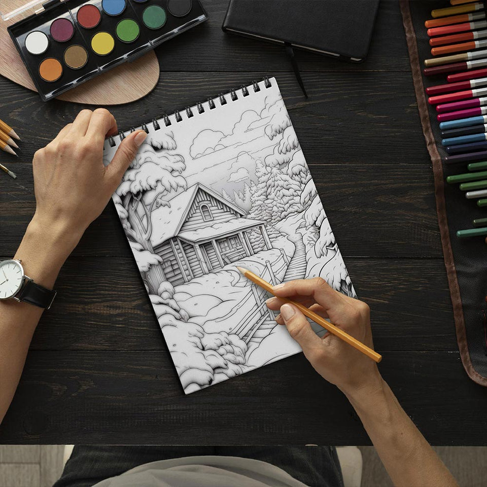 LBKHOUSE Country Christmas Coloring Book Spiral Bound for Adults