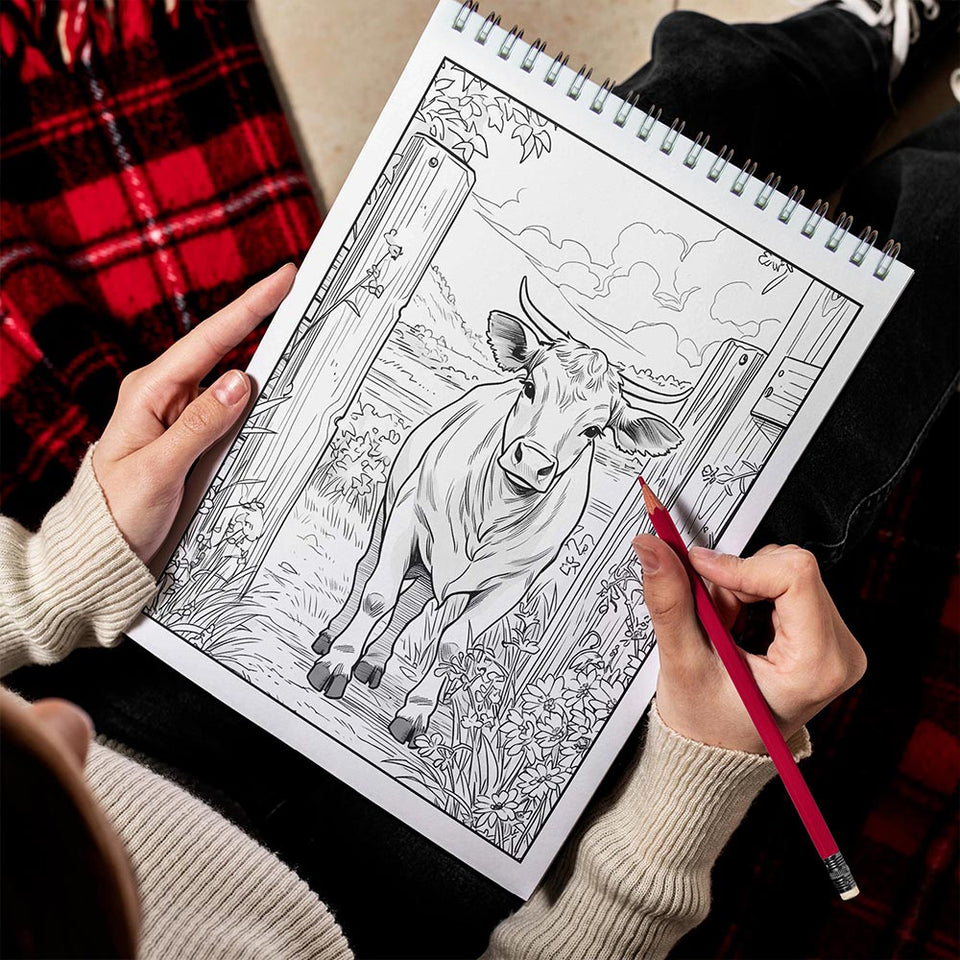 LBKHOUSE Cow Spiral Bound Coloring Book for Adult