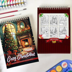 LBKHOUSE Cozy Christmas Spiral Coloring Book for Adults