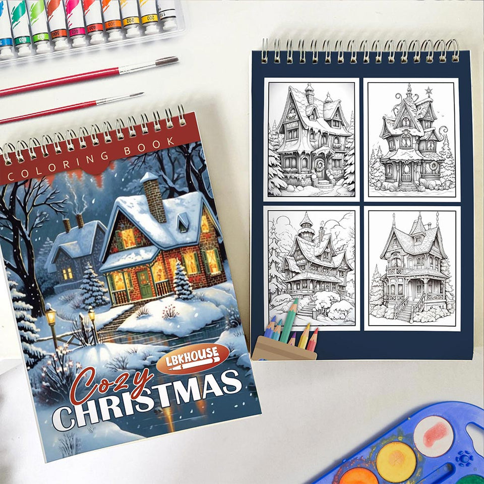 LBKHOUSE Cozy Christmas Spiral Coloring Book for Adults