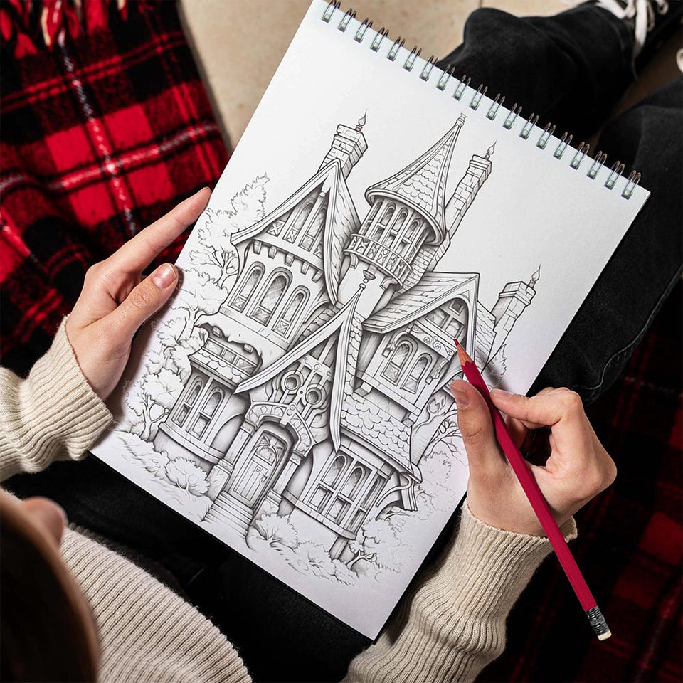 LBKHOUSE Cozy Christmas Spiral Bound Coloring Book for Adults