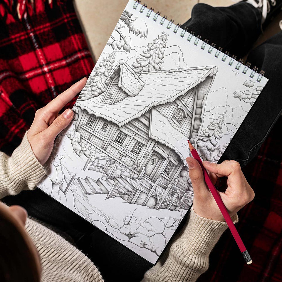 LBKHOUSE Cozy Christmas Spiral Bound Coloring Book for Adults