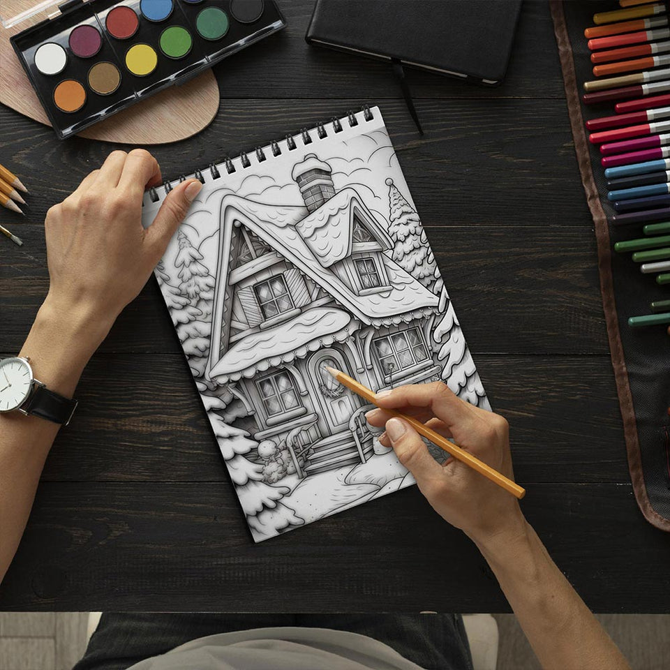 LBKHOUSE Cozy Christmas Coloring Book Spiral Bound for Adults