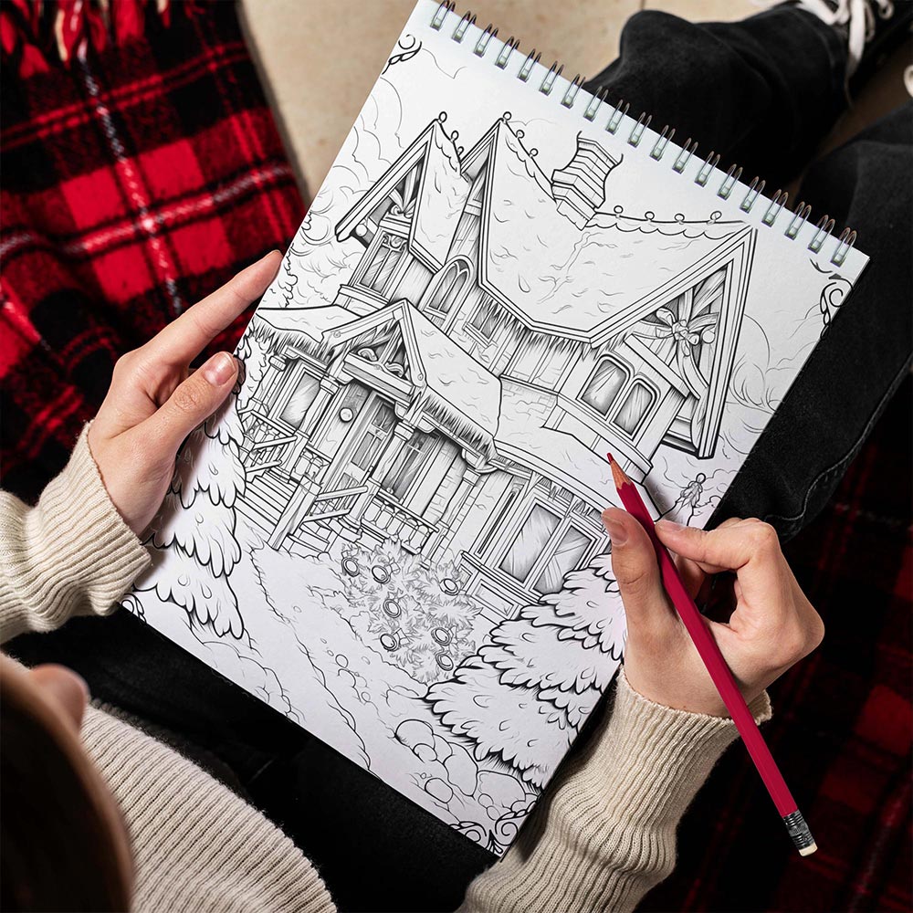 LBKHOUSE Creative Christmas Spiral Bound Coloring Book for Adults