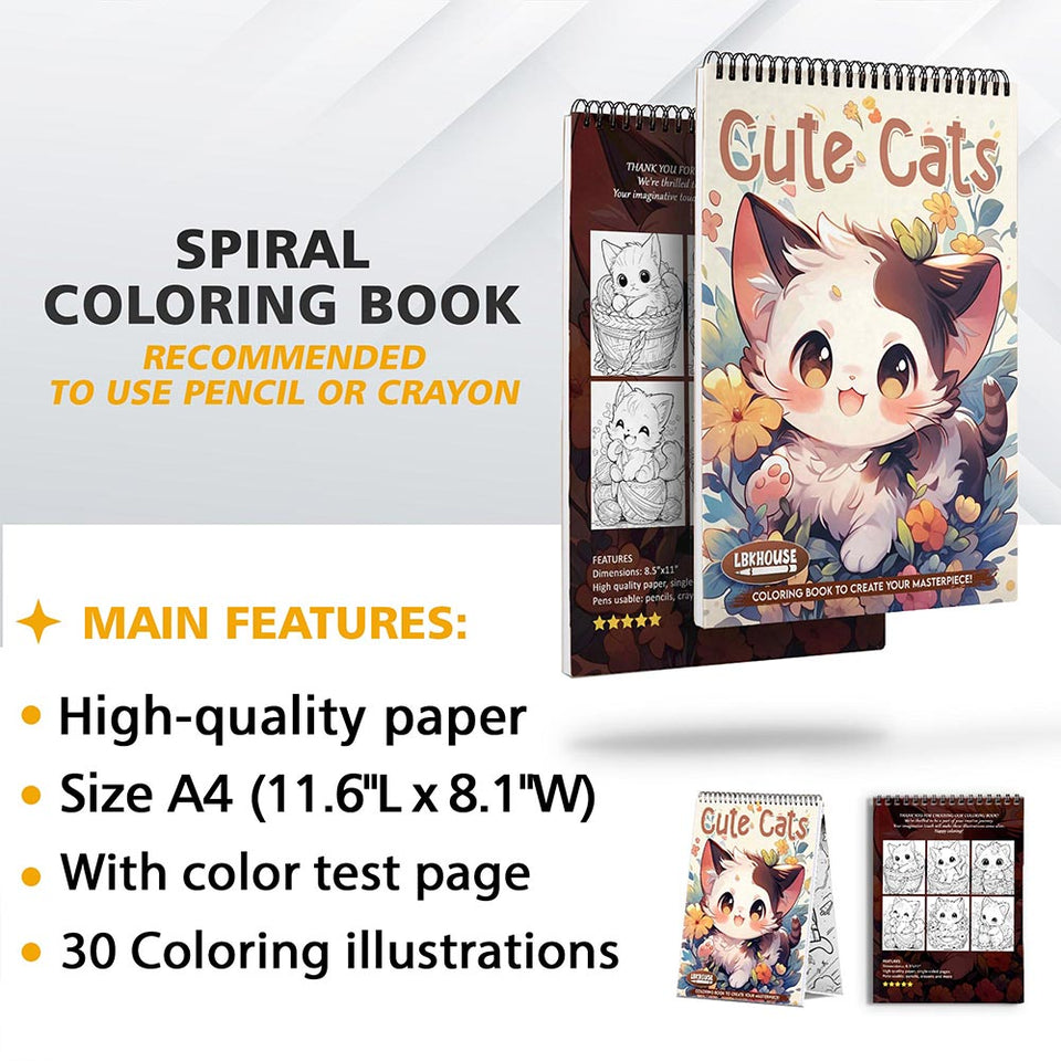 LBKHOUSE Cute Cats Coloring Sheets for Adult