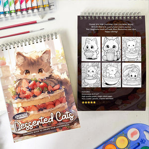 LBKHOUSE Desserted Cats Spiral Coloring Book for Adult