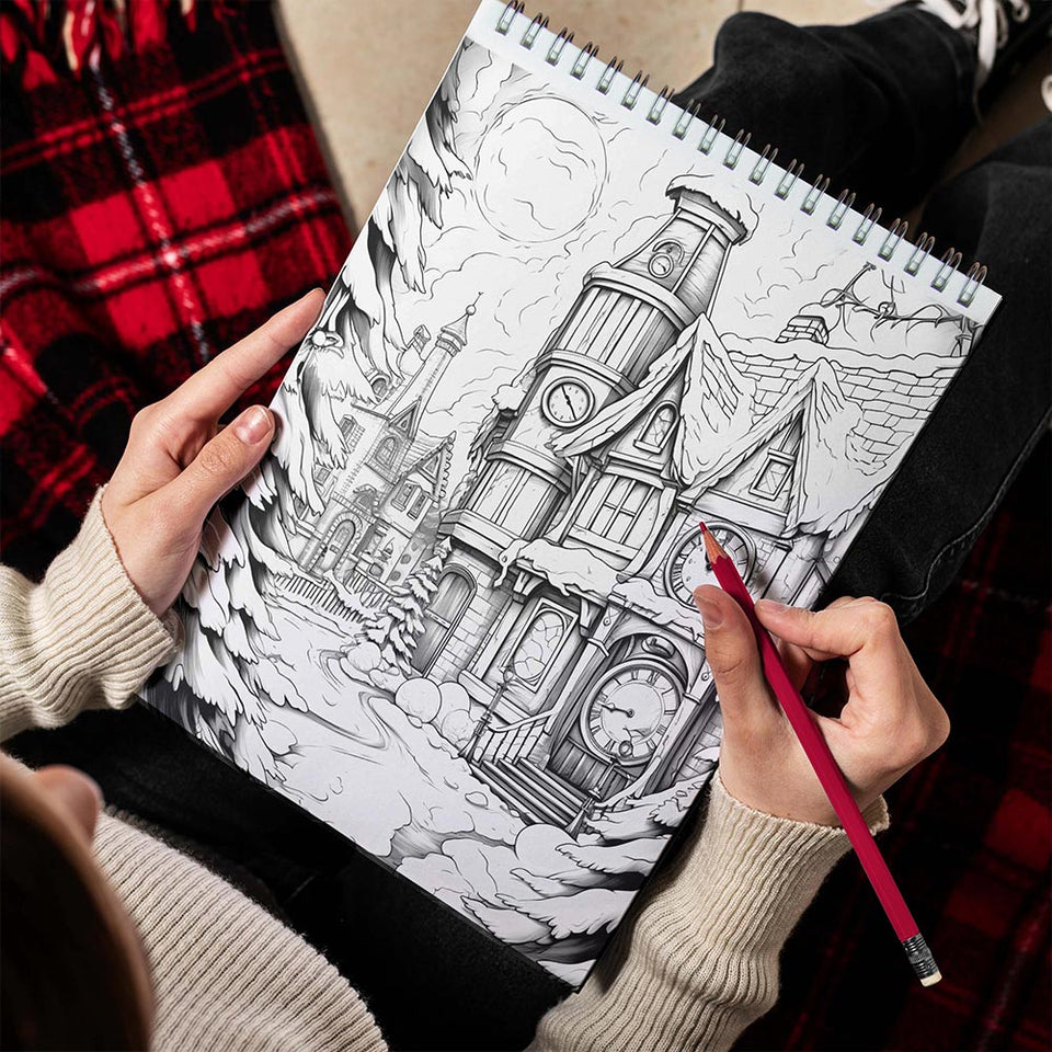 LBKHOUSE Enchanted Christmas Spiral Bound Coloring Book for Adults