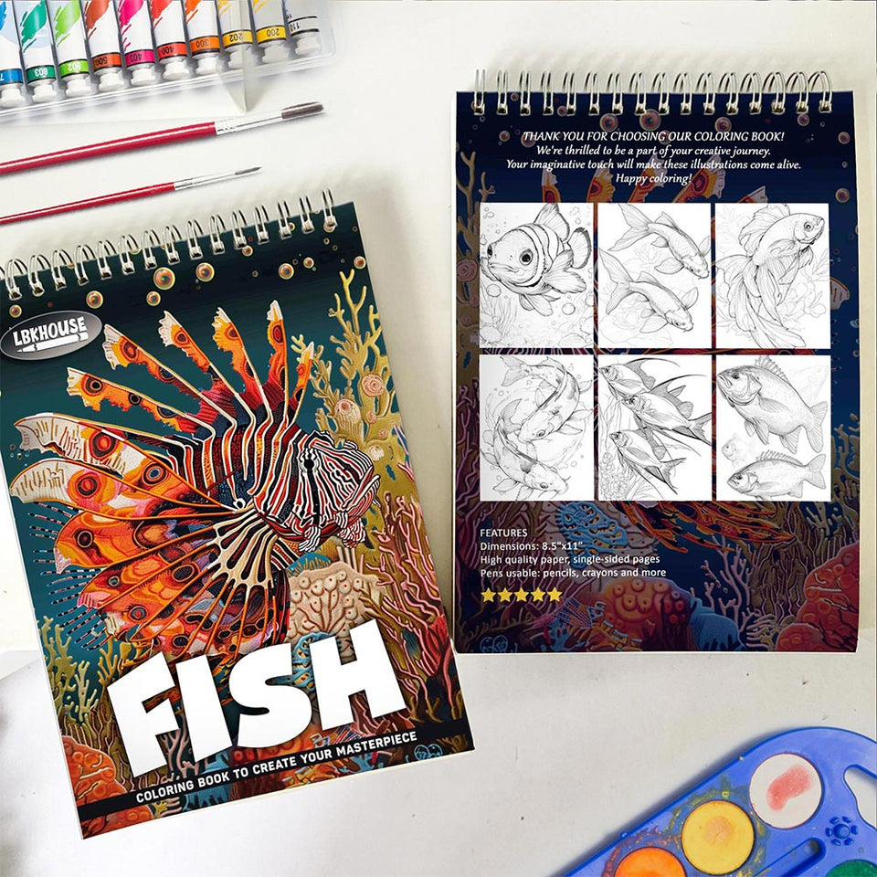 LBKHOUSE Fish Spiral Coloring Book for Adult