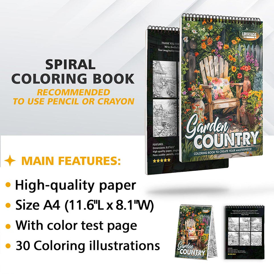 LBKHOUSE Garden Country Coloring Sheets for Adults